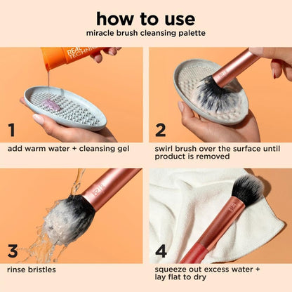 Real Techniques Miracle Gel Nettoyant Profond, Shampoing pour Pinceaux de Maquillage & Éponges, Nettoyant pour Outils de Maquillage, Végétalien et Sans Cruauté, Flacon de 118 ml (4 fl. oz.)