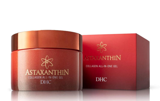 DHC Astaxanthine Collagène Gel Tout-en-Un : Crème hydratante de jour éclaircissante, légère, tonifiante, hydratante et à absorption rapide. Contient du collagène, sans parfum ni colorant, idéale pour tous les types de peau.